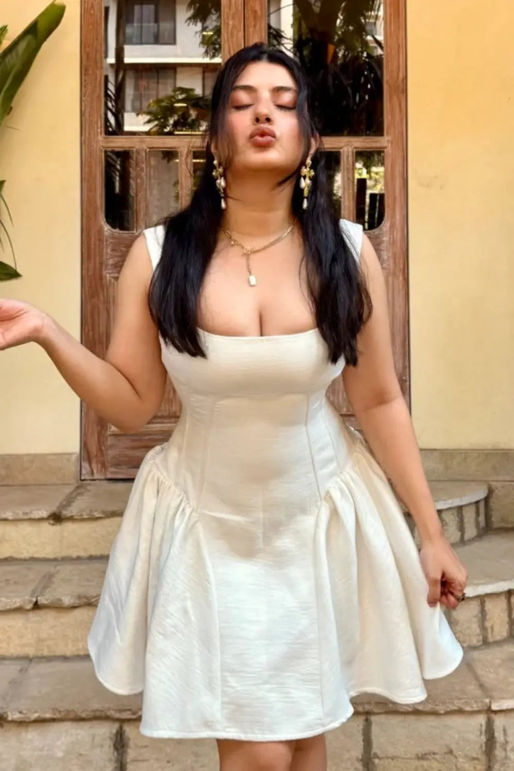 Trishala Sikka In Our Emma Dress In White Ivory Rose