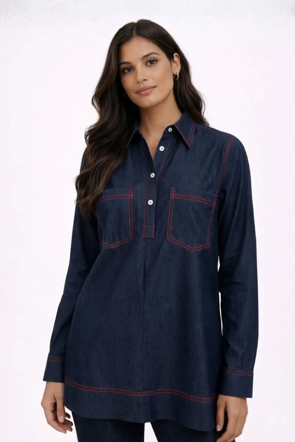 Rouge Trace Denim Shirt Ivory Rose