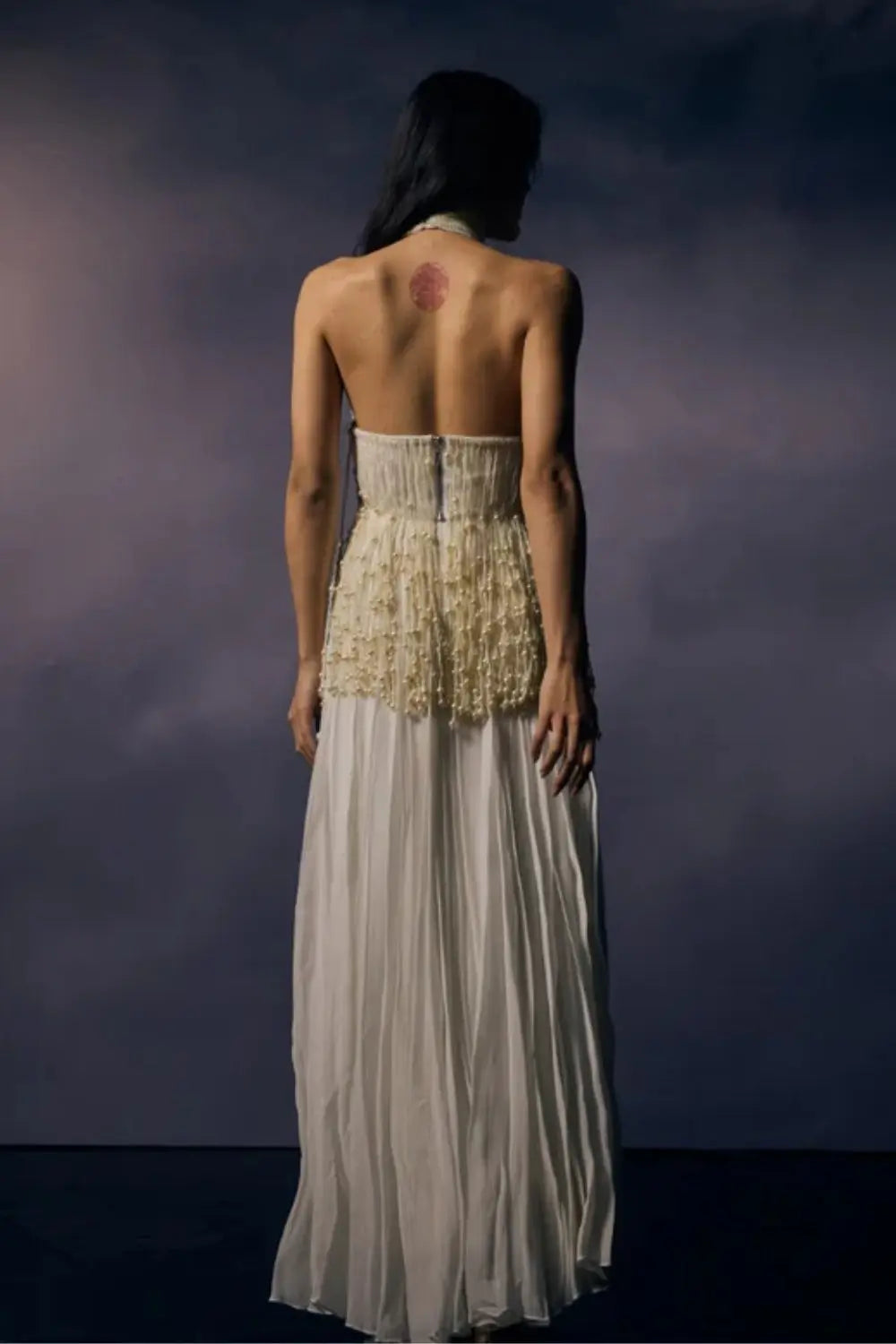 Pearl Cascade Top Ivory Rose