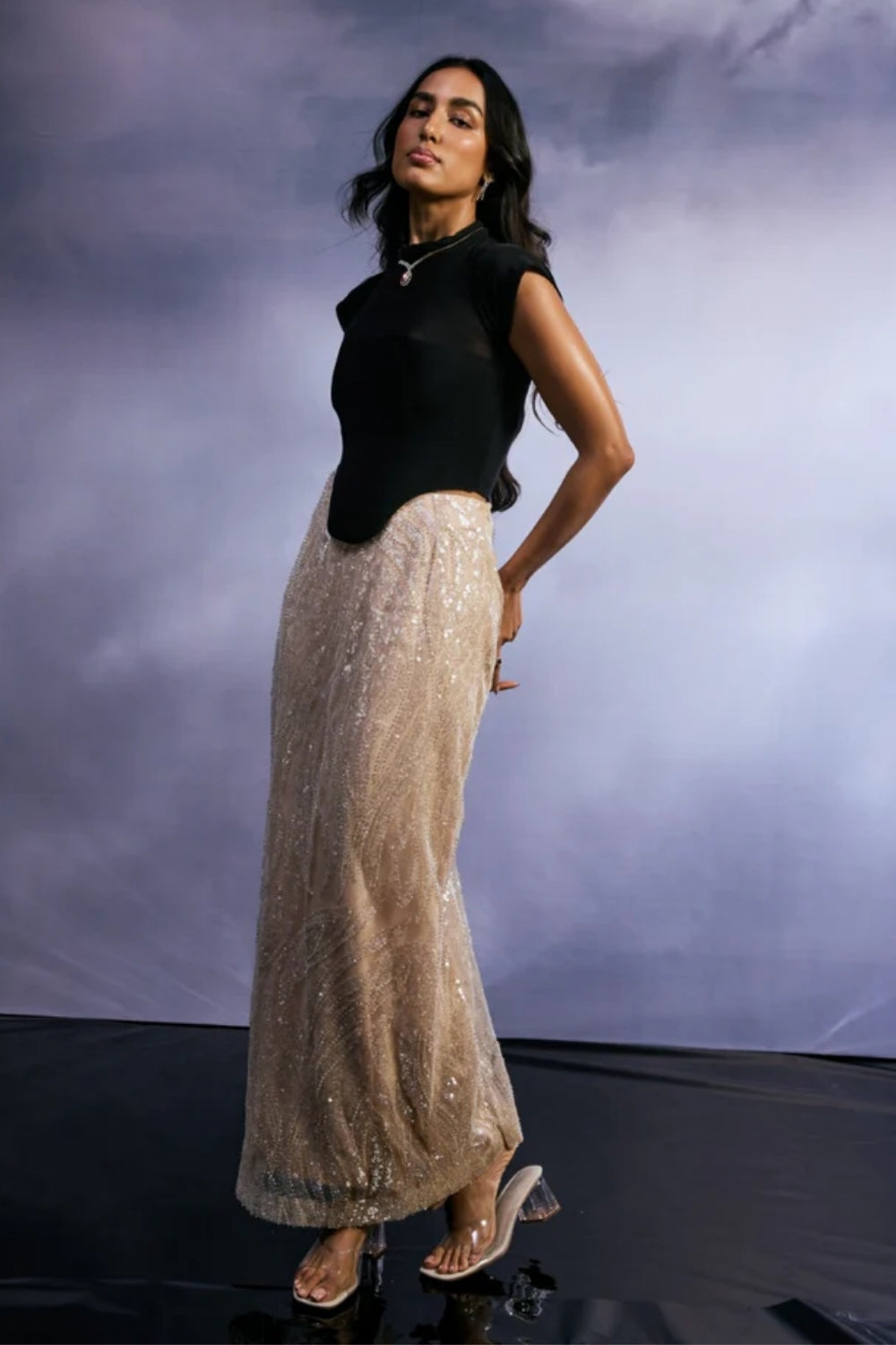 Golden Eclipse Cap-Sleeve Top