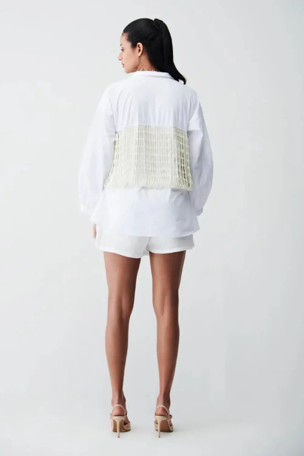 City Light Shirt Dress With Pearl Corset Ivory Rose