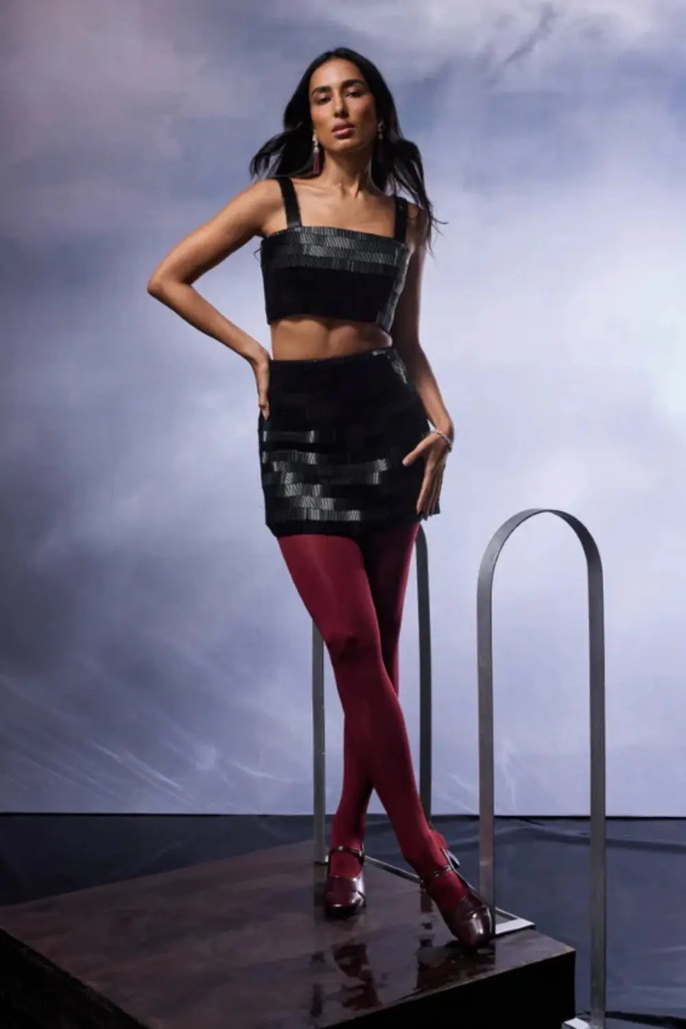 MIDNIGHT TEMPO Mini Skirt Ivory Rose