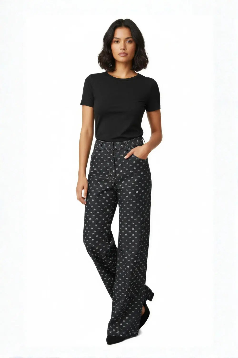 Nocturne Bow Tailored Pants Ivory Rose