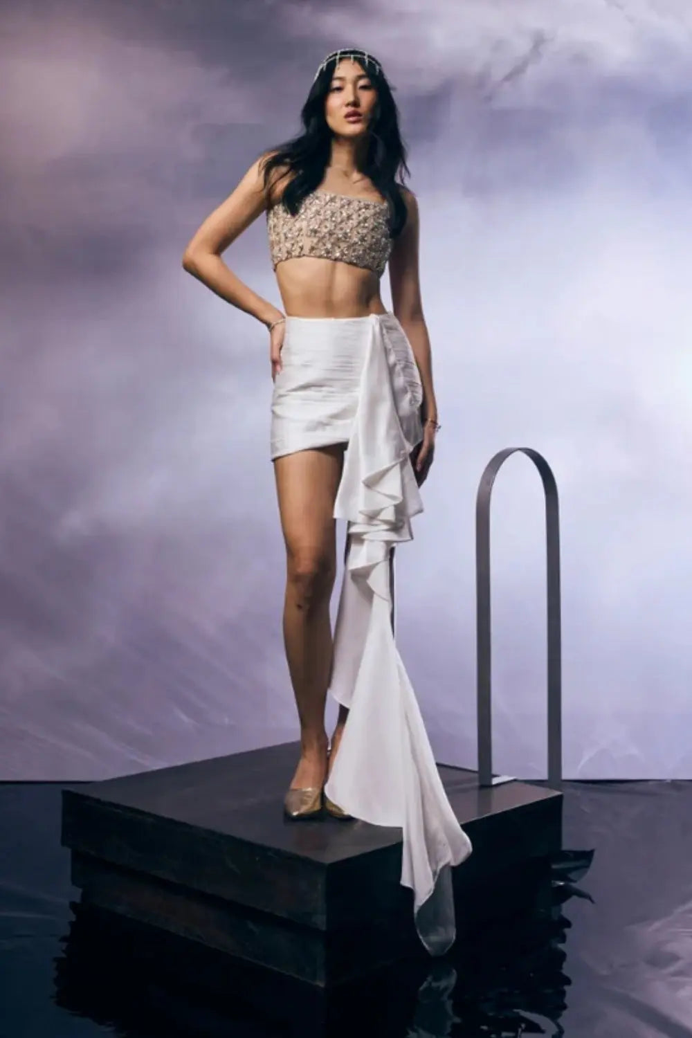 Stardust Rhythm Crop Top Ivory Rose