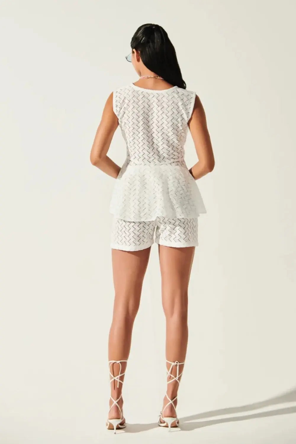 Ella Crochet Lace Co-ord Set Ivory Rose