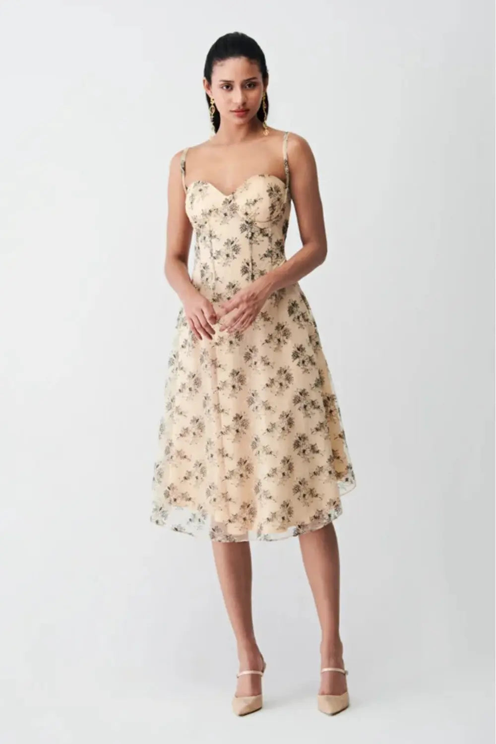 Lily Lace Long Dress Ivory Rose