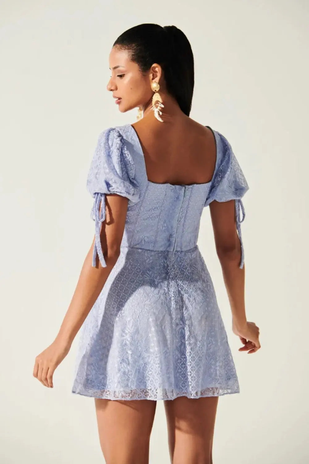 Allure Balloon Lace Sleeve Dress Ivory Rose