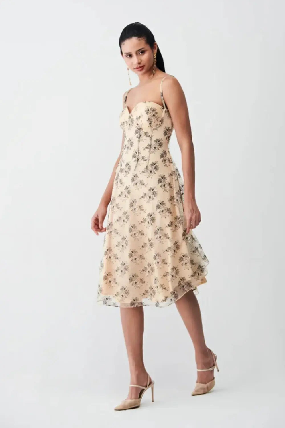 Lily Lace Long Dress Ivory Rose