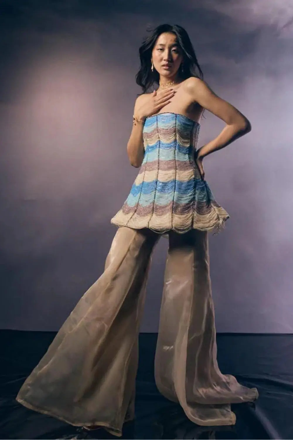 Ocean Wave Corset Ivory Rose