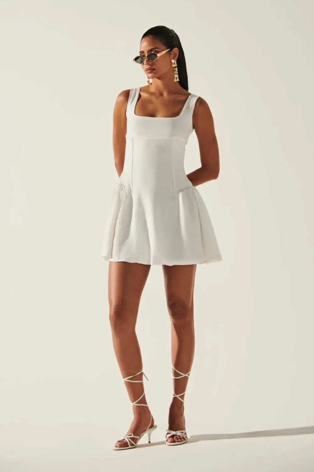 Emma Dress In White Ivory Rose