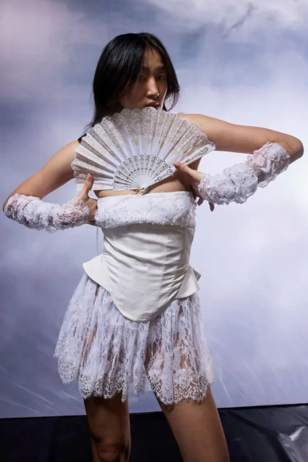 Luna Lace Corset Dress Ivory Rose