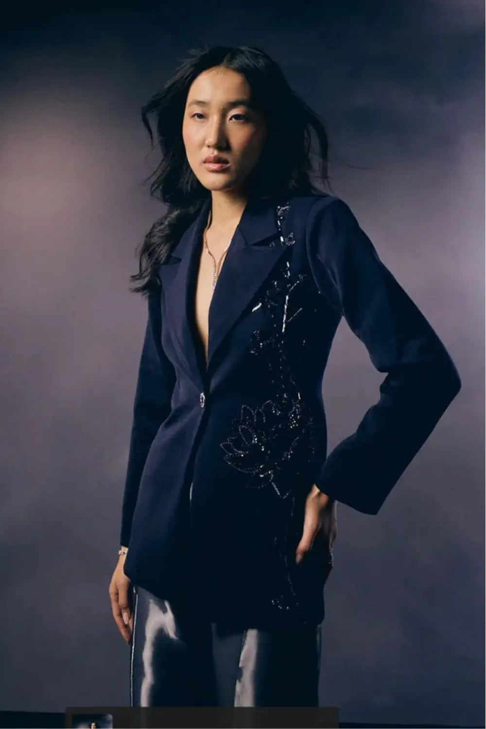 MIDNIGHT LOTUS BLAZER Ivory Rose