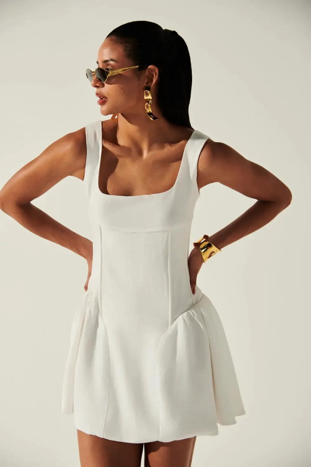 Emma Dress In White Ivory Rose