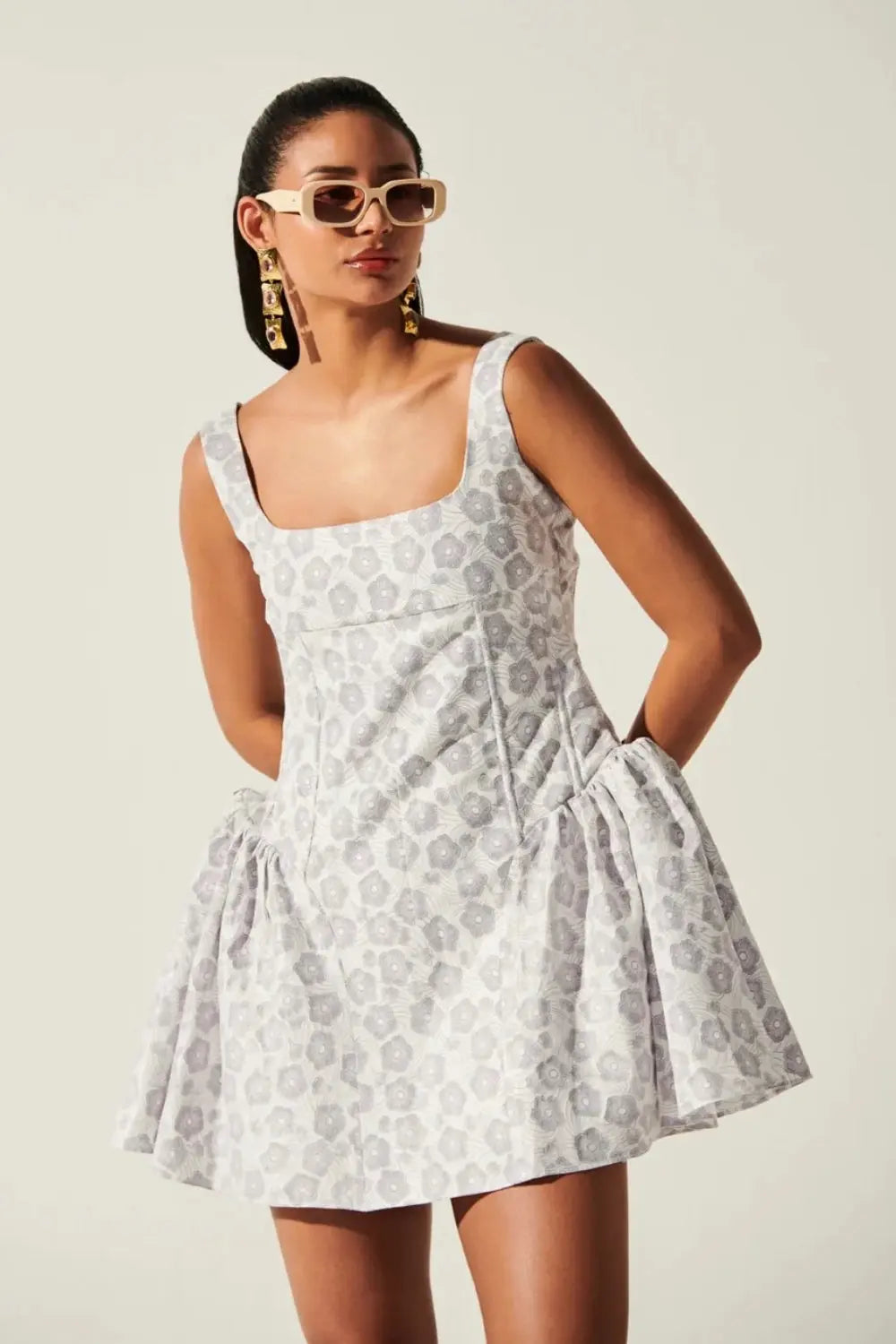 Emma Quilted Dress Ivory Rose