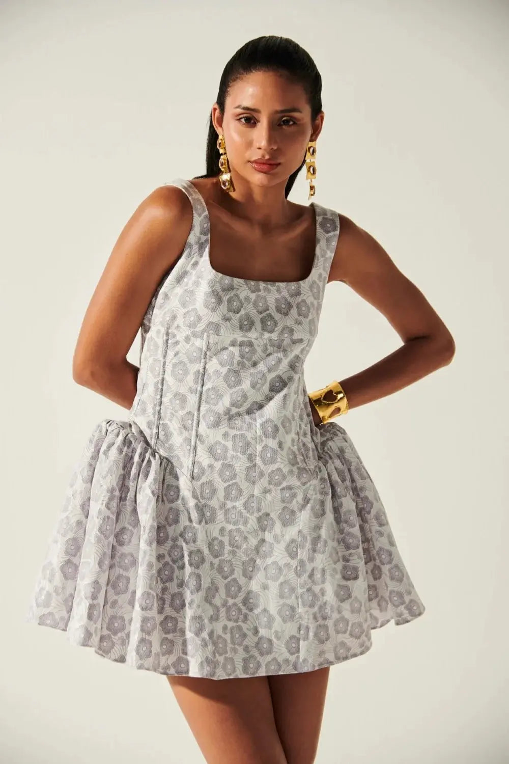 Emma Quilted Dress Ivory Rose
