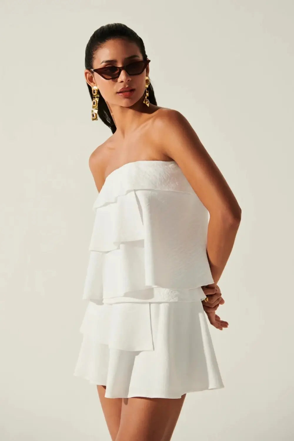 Amalfi Tiered Skirt Ivory Rose