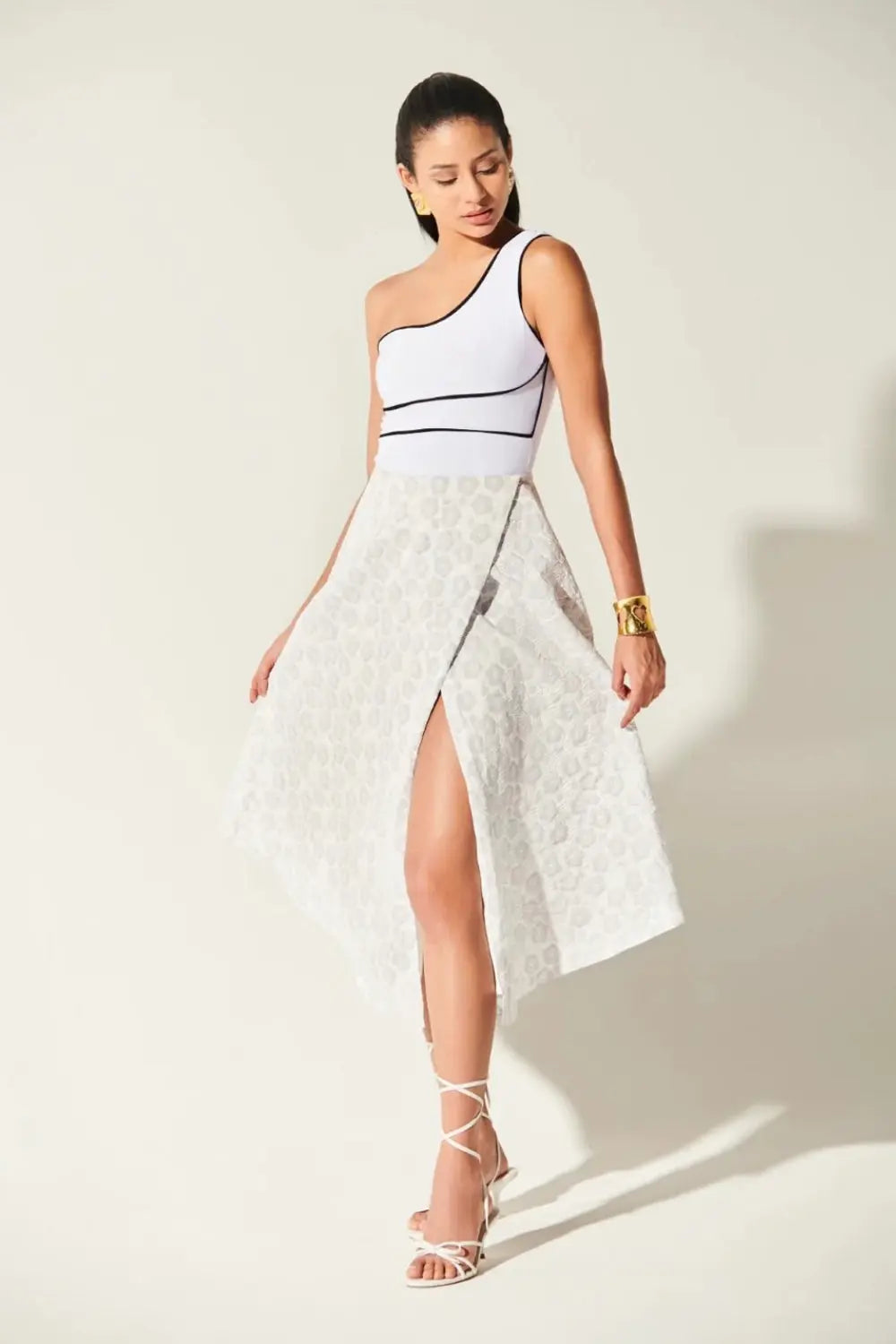 Harper Quilted Skirt Ivory Rose