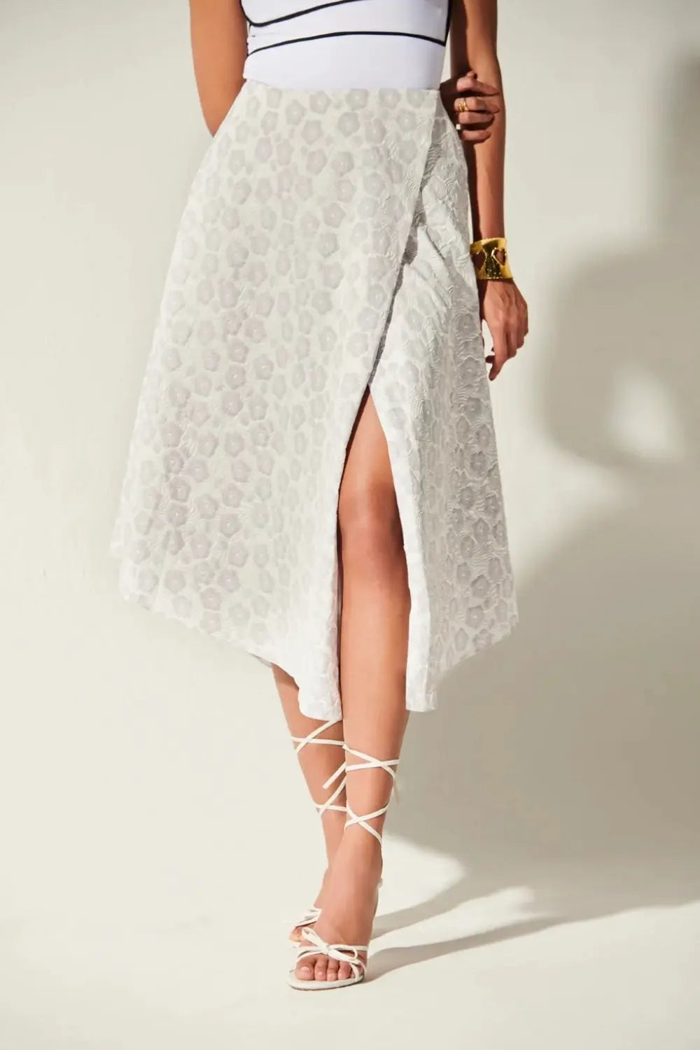 Harper Quilted Skirt Ivory Rose