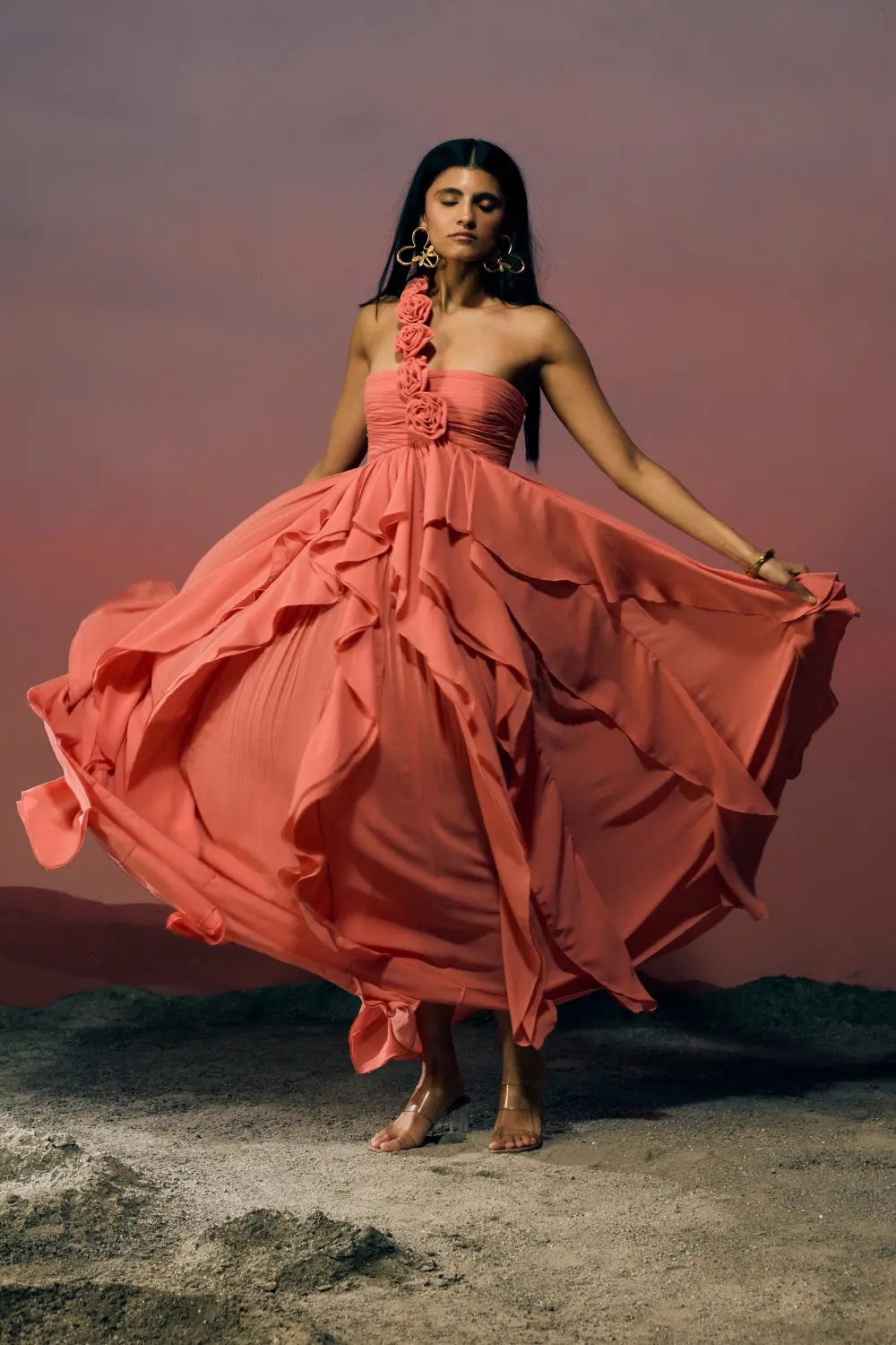 The Soleil Bloom Gown Ivoryrose.in
