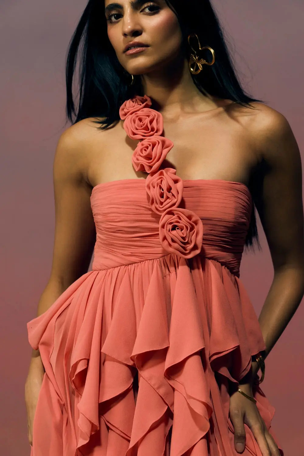 The Soleil Bloom Gown Ivoryrose.in