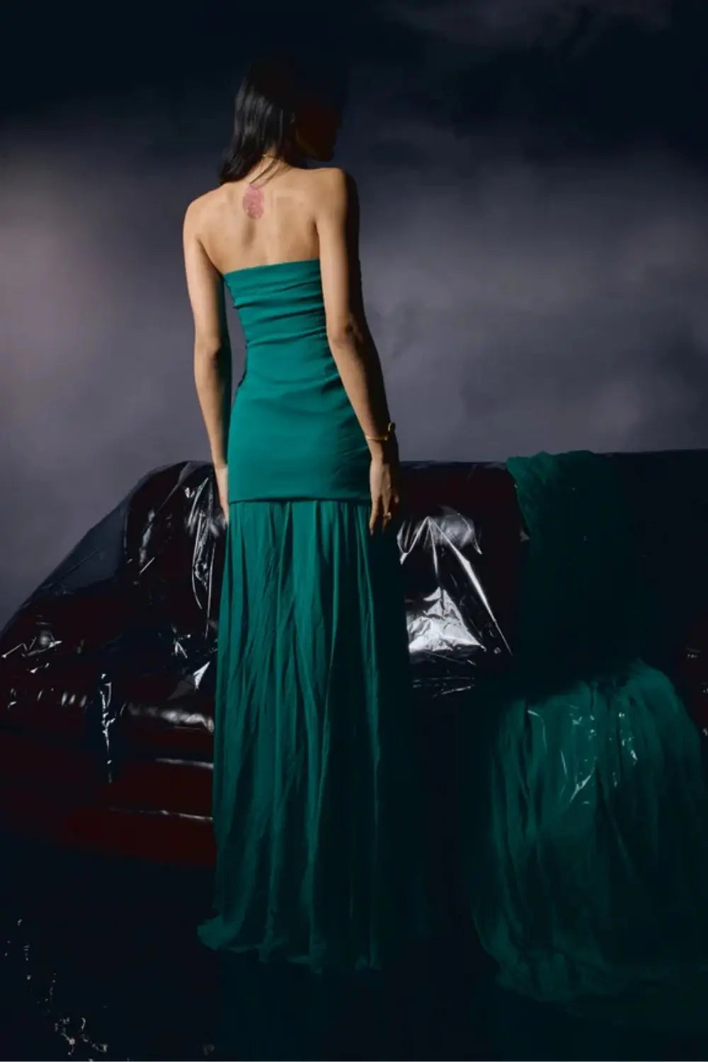 Emerald Mist Top With Sharara Pant Set Ivory Rose