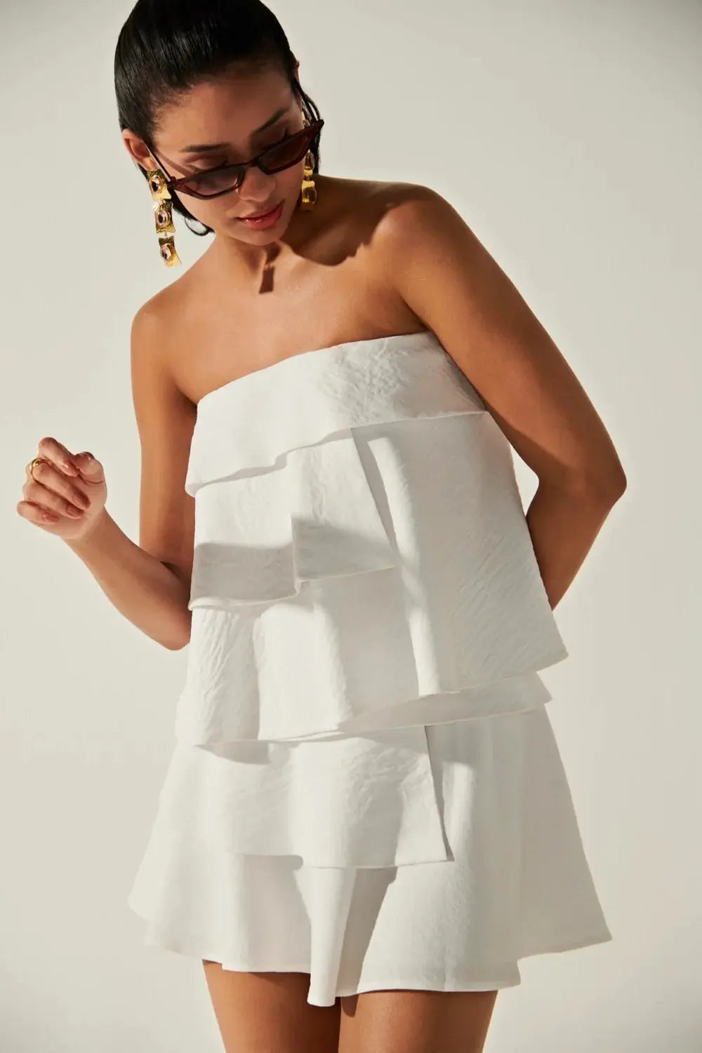 Amalfi Tiered Skirt Ivory Rose