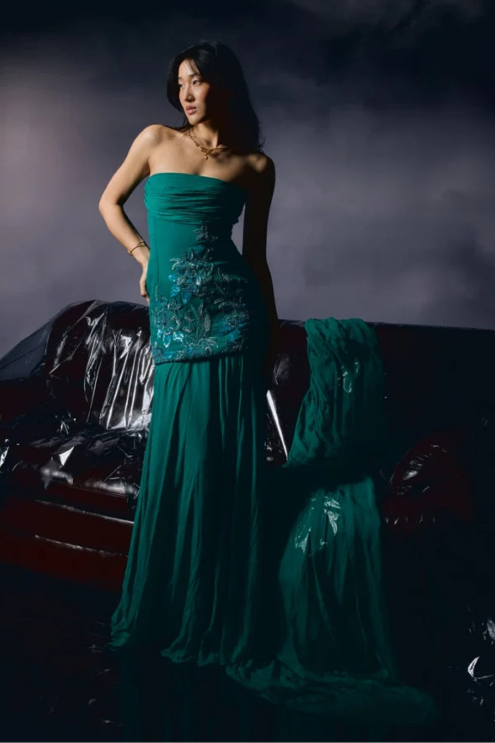 emerald mist top with sharara pant set