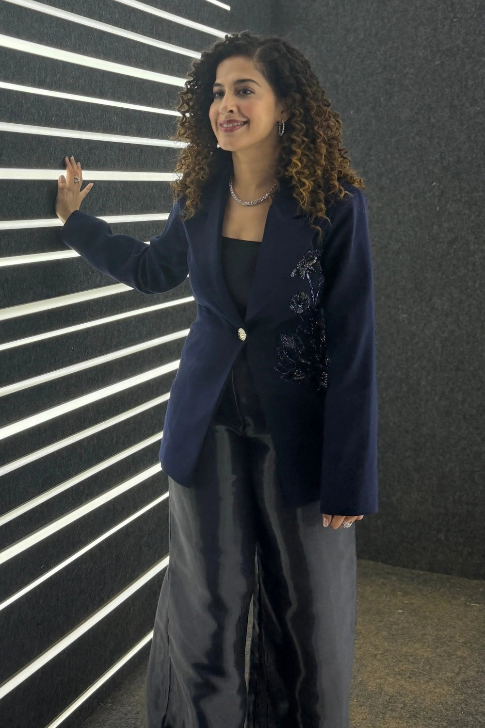 Midnight Lotus Blazer & Midnight Veil Pant As Seen On Kamiya Jani Ivory Rose