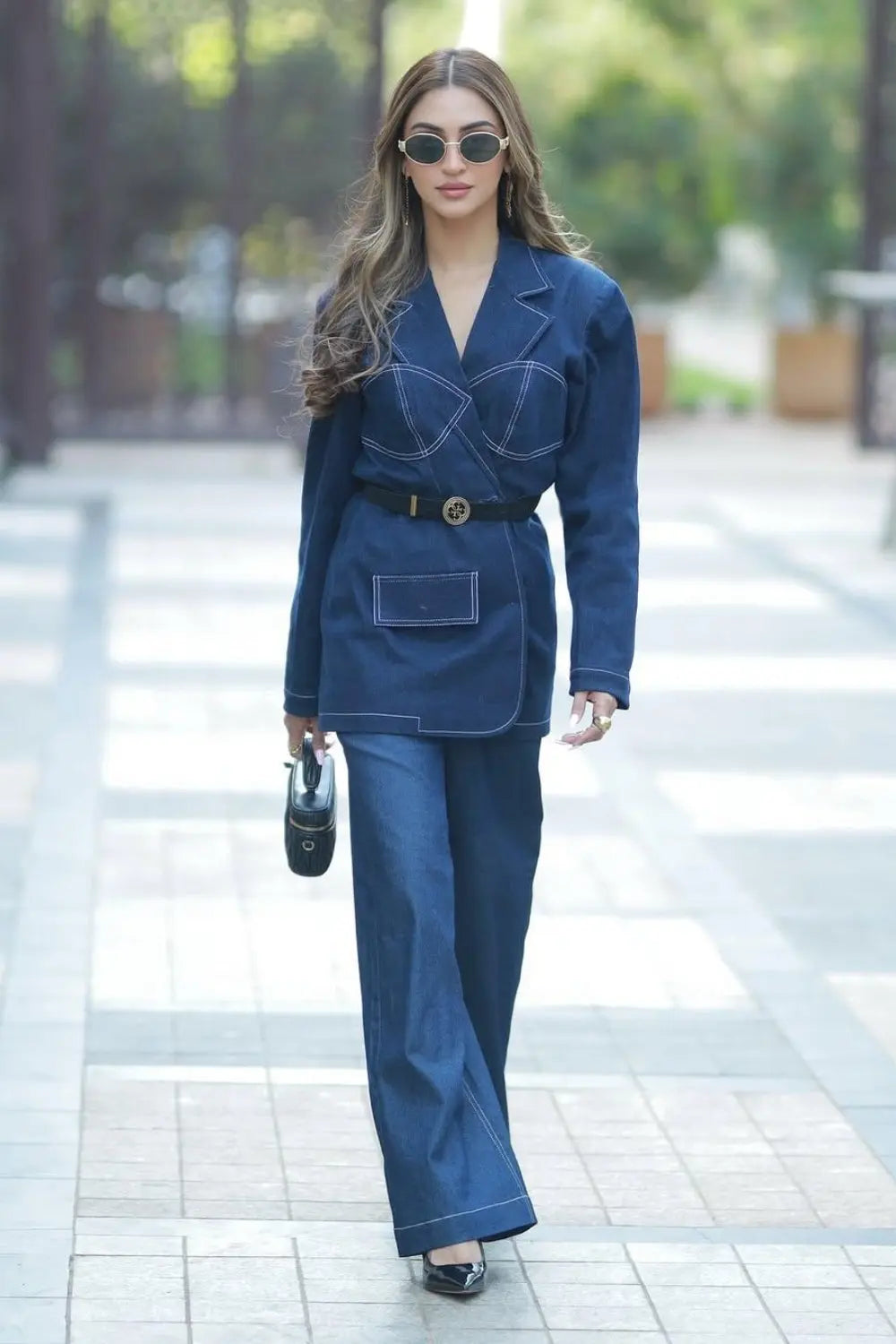 Krystle Dsouza In Our Obsidian Line Denim Set Ivory Rose