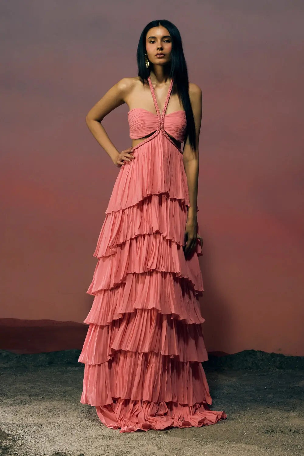 The Rosette Fringe Gown Ivoryrose.in