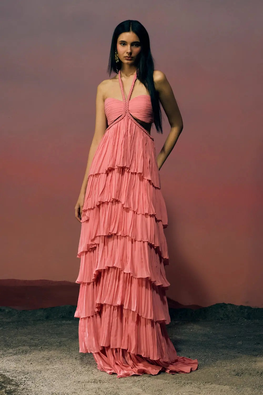 The Rosette Fringe Gown Ivoryrose.in