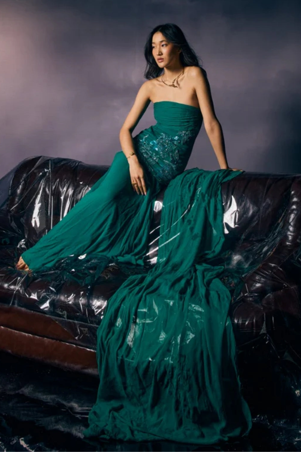 emerald mist top with sharara pant set