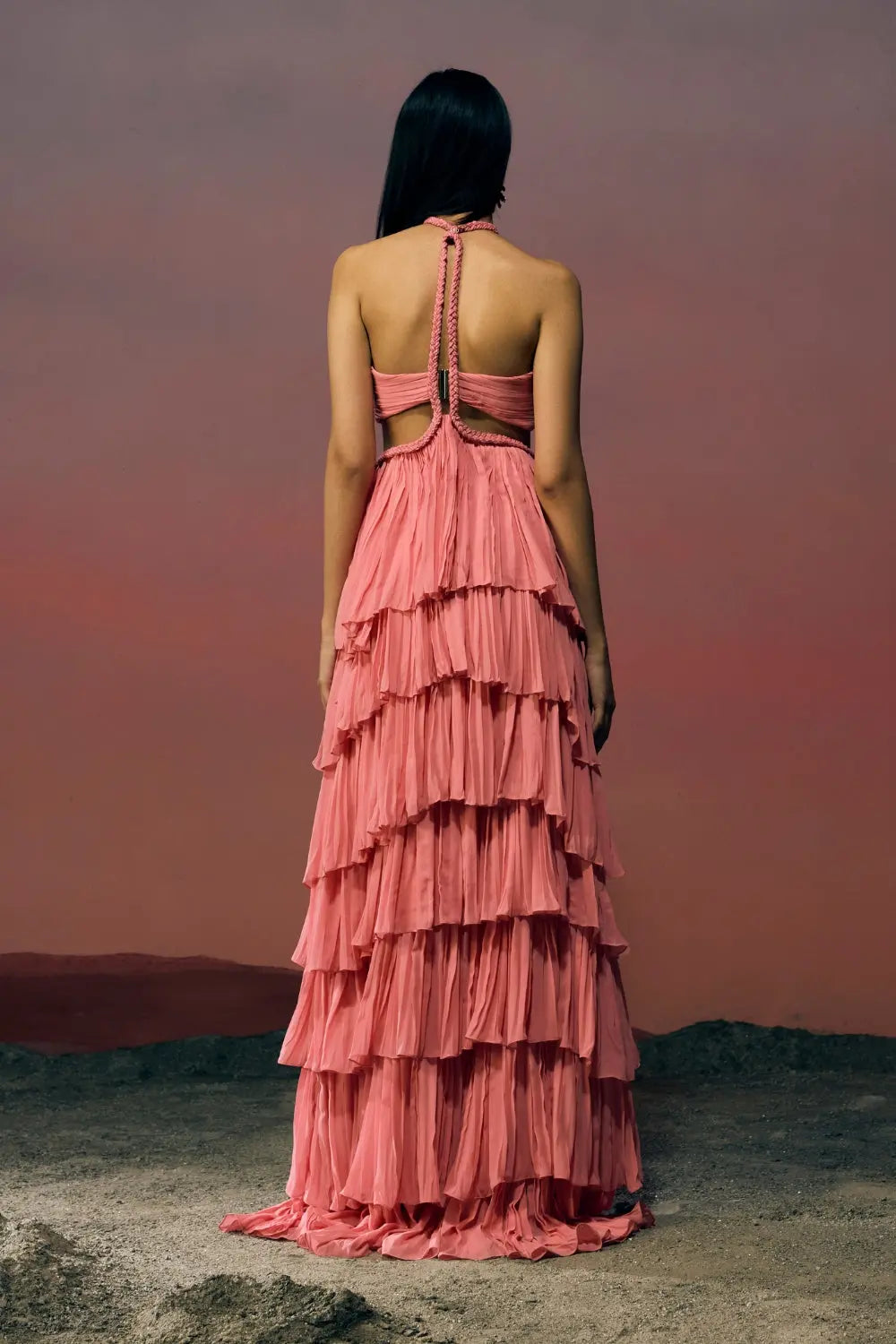 The Rosette Fringe Gown Ivoryrose.in