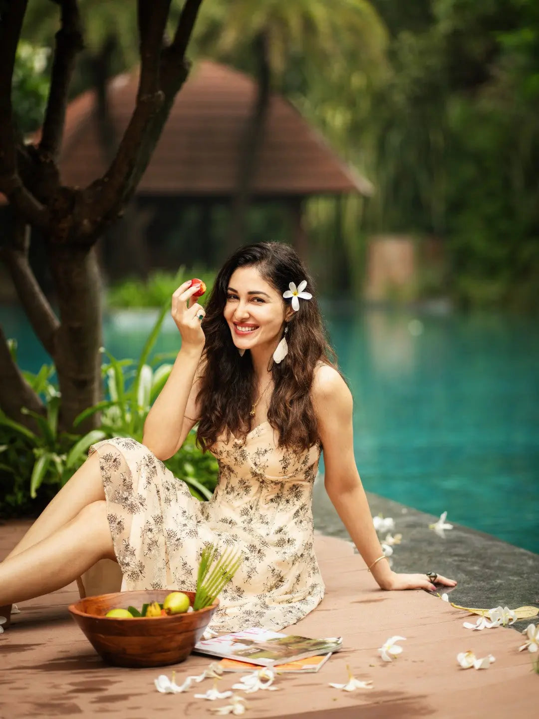 Pooja Chopra In Our Lilly Lace Long Dress Ivory Rose