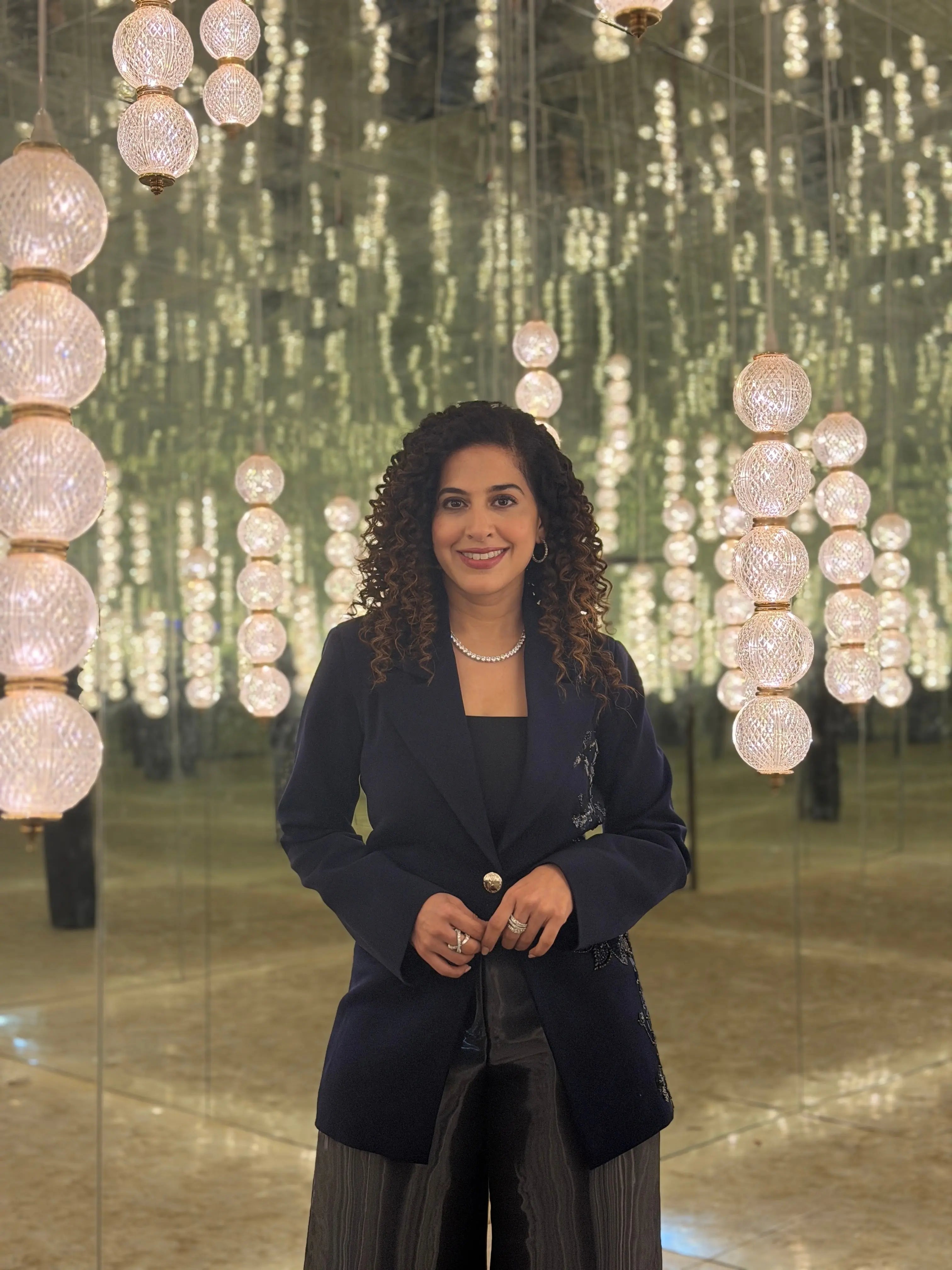 Kamiya Jani In Our Midnight Lotus Blazer & Midnight Veil Pant Ivory Rose