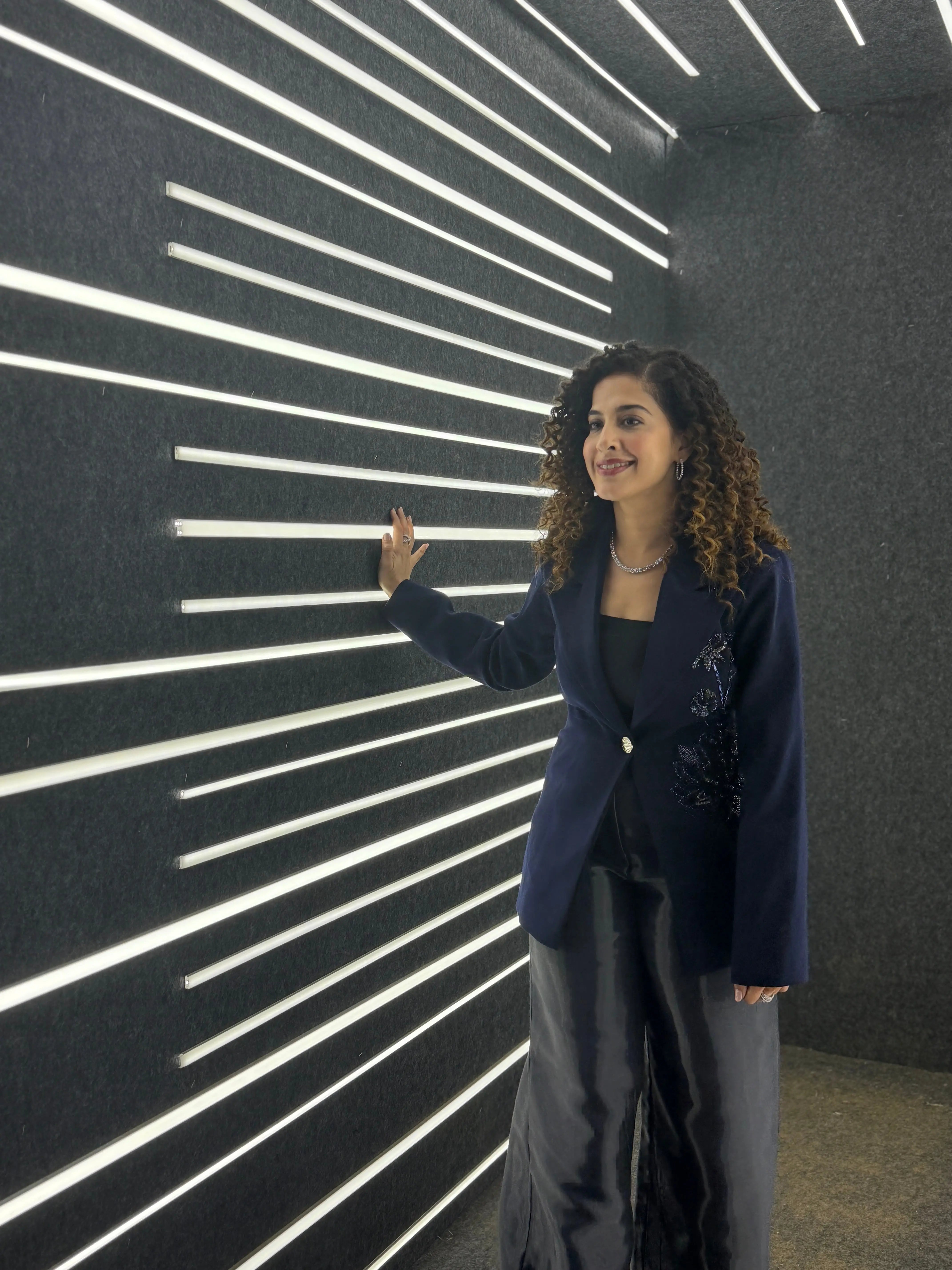 Kamiya Jani In Our Midnight Lotus Blazer & Midnight Veil Pant Ivory Rose
