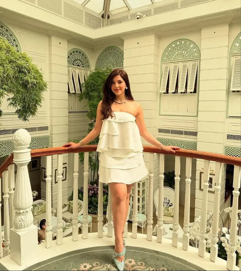Mehreen Pirzadaa In Our Amalfi Tiered Co-ord Set Ivory Rose