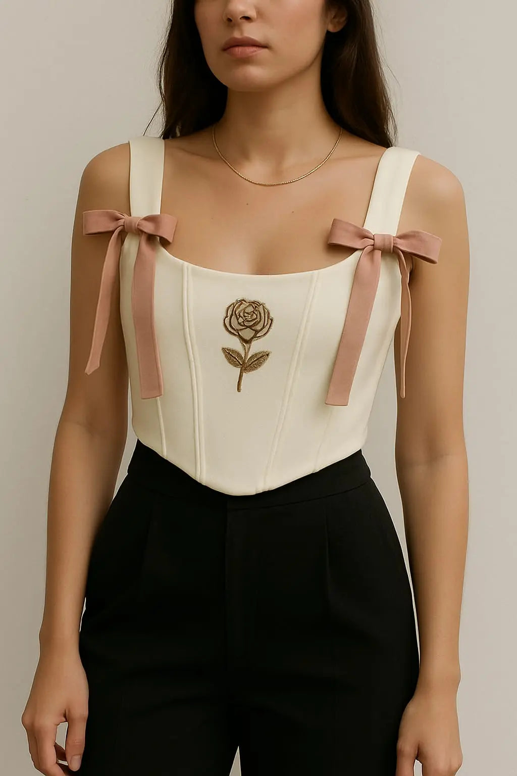 Ivory Rose Ribbon Corset Ivory Rose