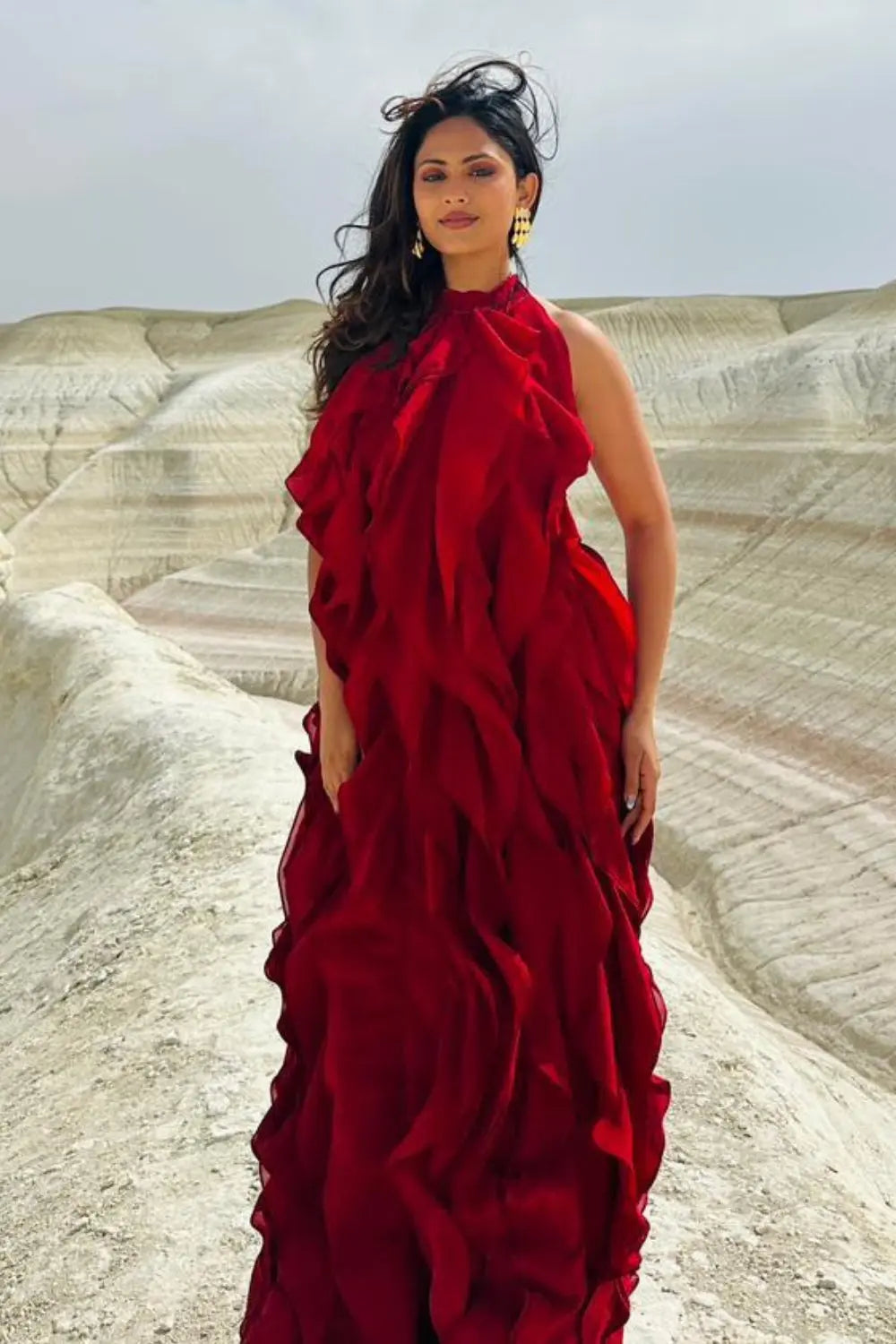 Aayushi Dholakia In Our The Veridian Ruffle Gown Ivoryrose.in