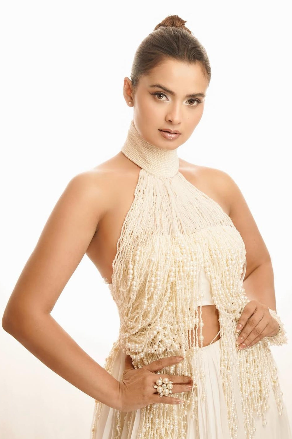Pearl Cascade Set As Seen On Neelam Giri Ivory Rose