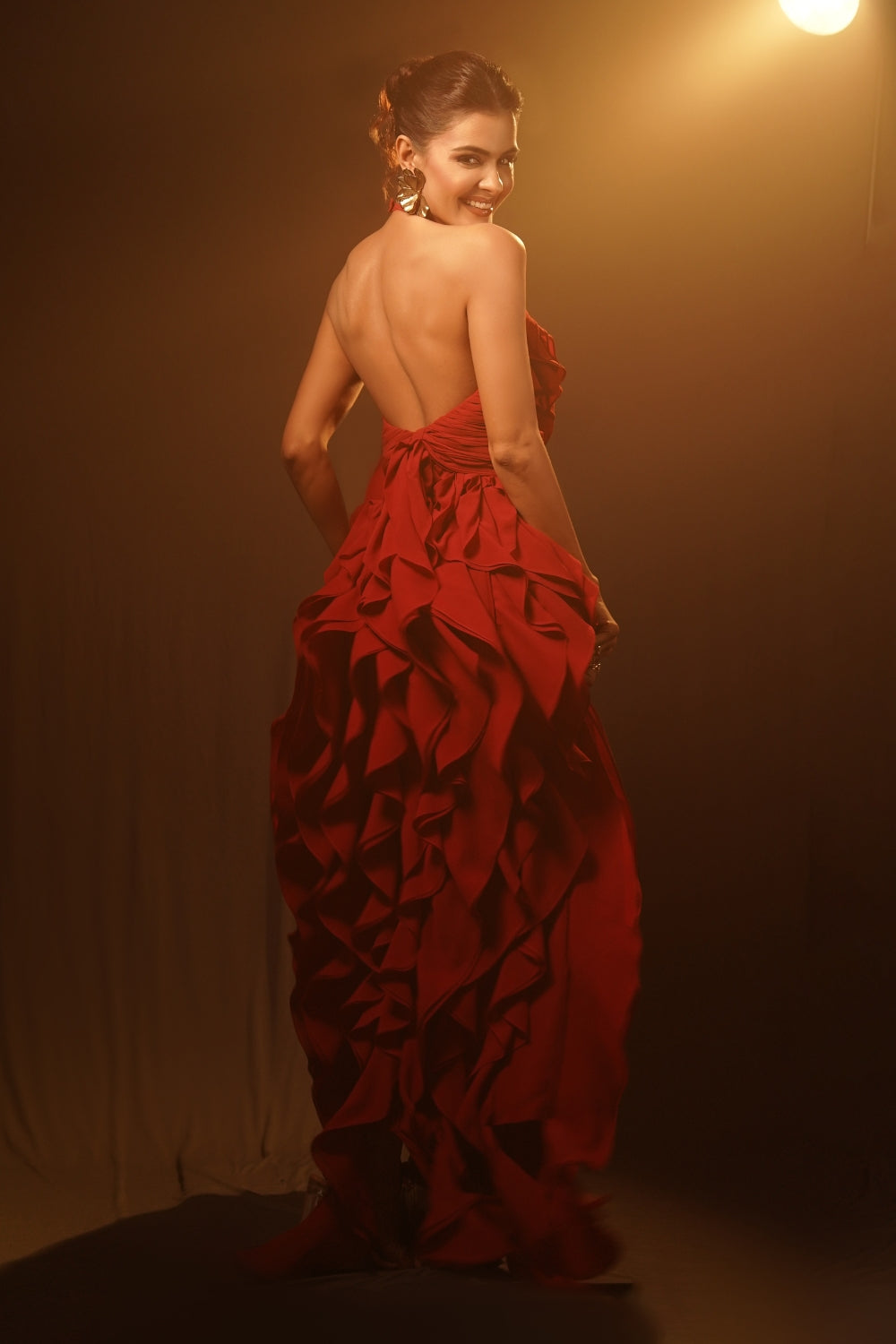 Priyanka Chaudhary In Our The Veridian Ruffle Gown Ivoryrose.in