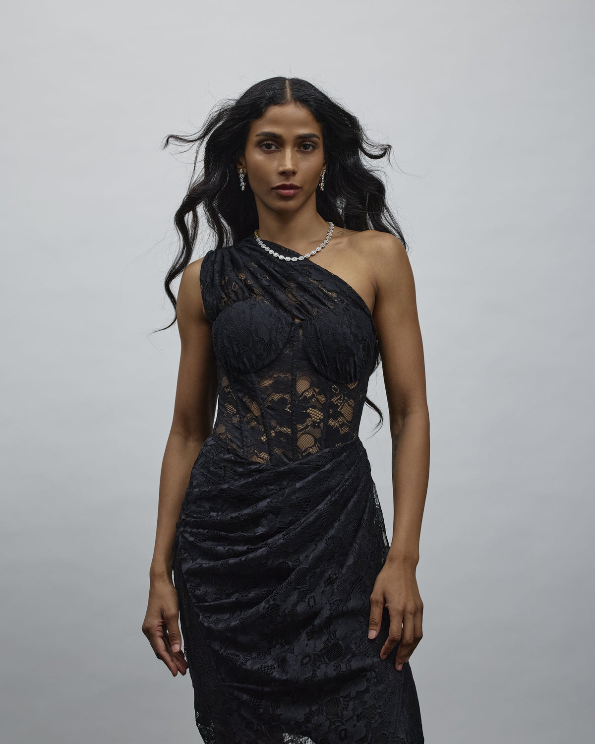 Ravenna One-Shoulder Lace Gown — Material G(ir)l