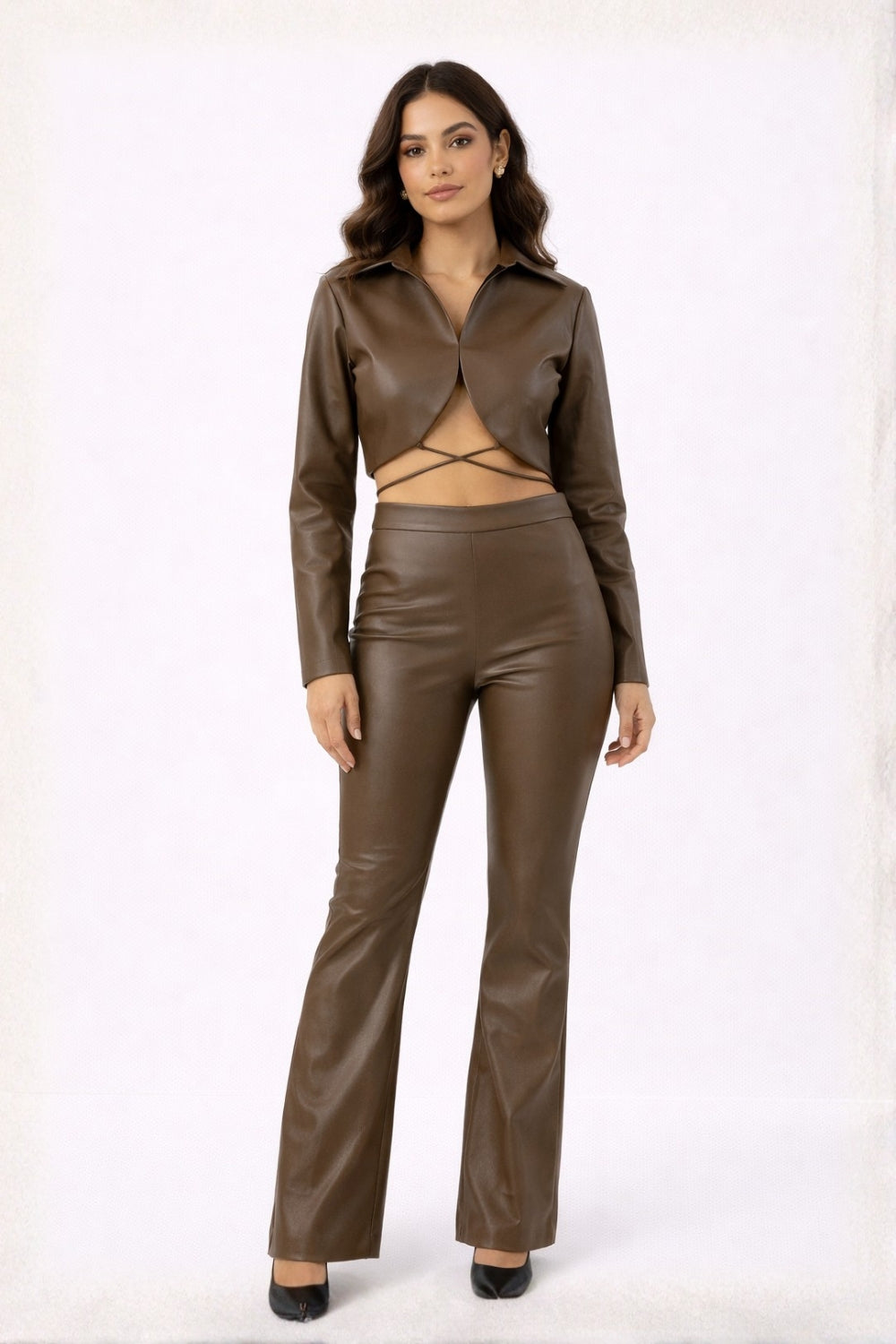 UMBRA EDGE Flared Faux-Leather Pants