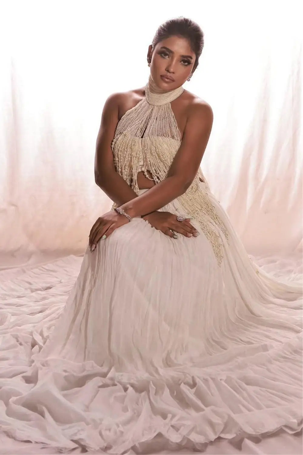 Tanya Mishra In Our Pearl Cascade Set Ivory Rose