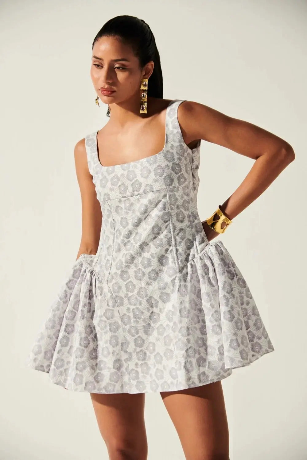 Emma Quilted Dress Ivory Rose