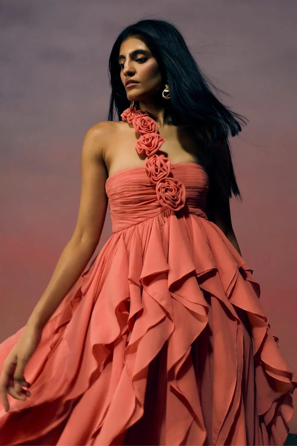 The Soleil Bloom Gown Ivoryrose.in