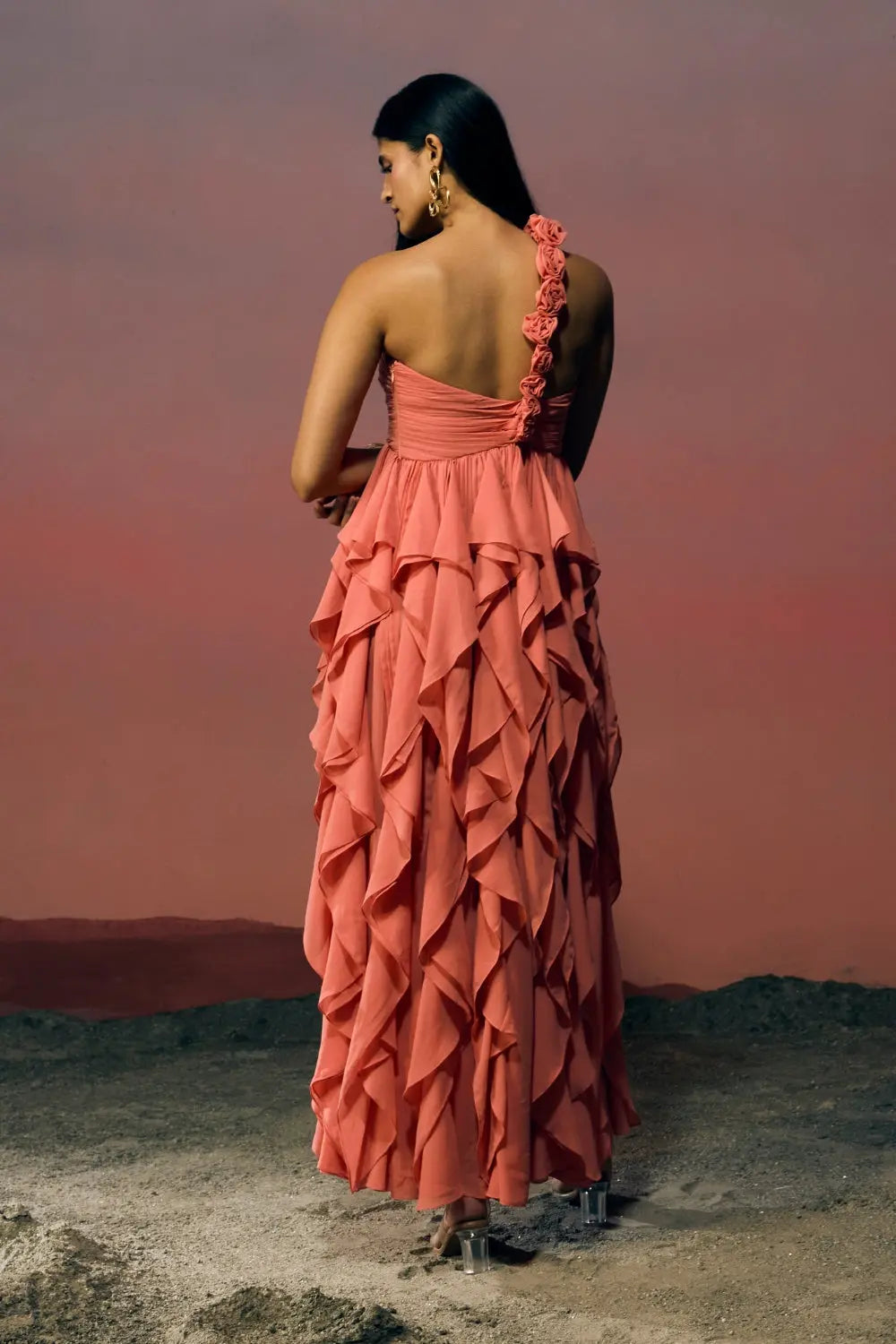The Soleil Bloom Gown Ivoryrose.in