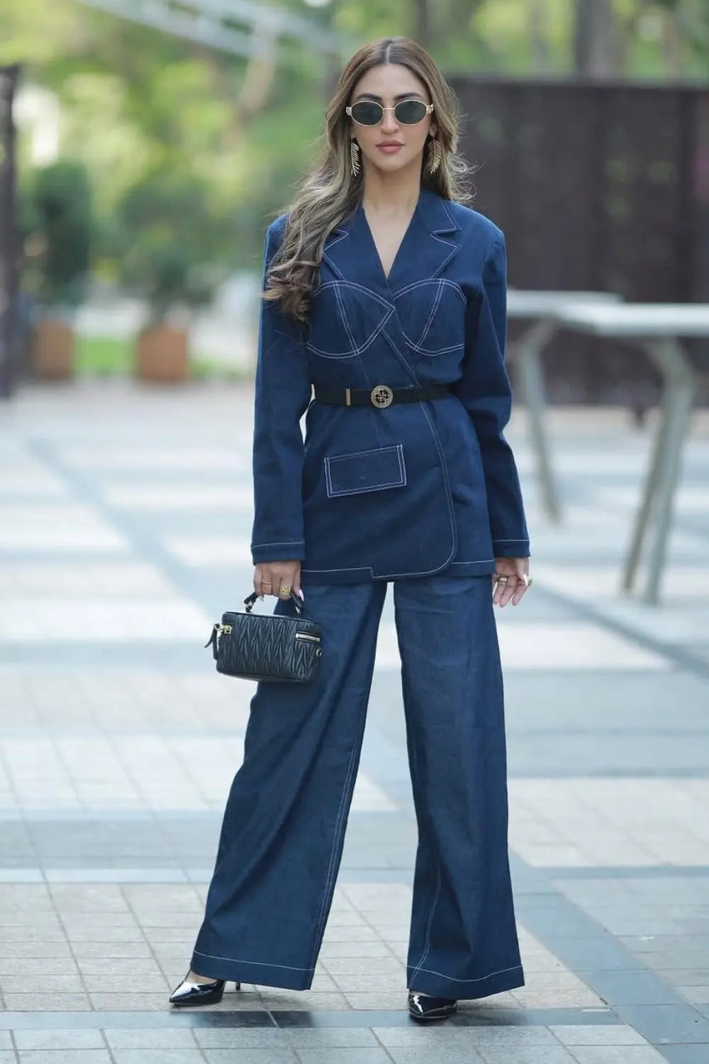 Krystle Dsouza In Our Obsidian Line Denim Set Ivory Rose