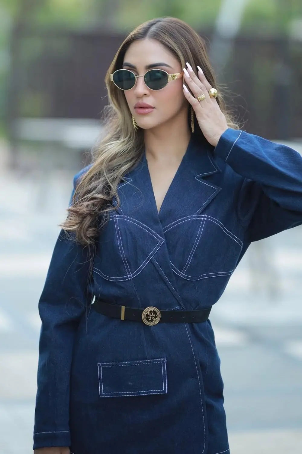 Krystle Dsouza In Our Obsidian Line Denim Set Ivory Rose