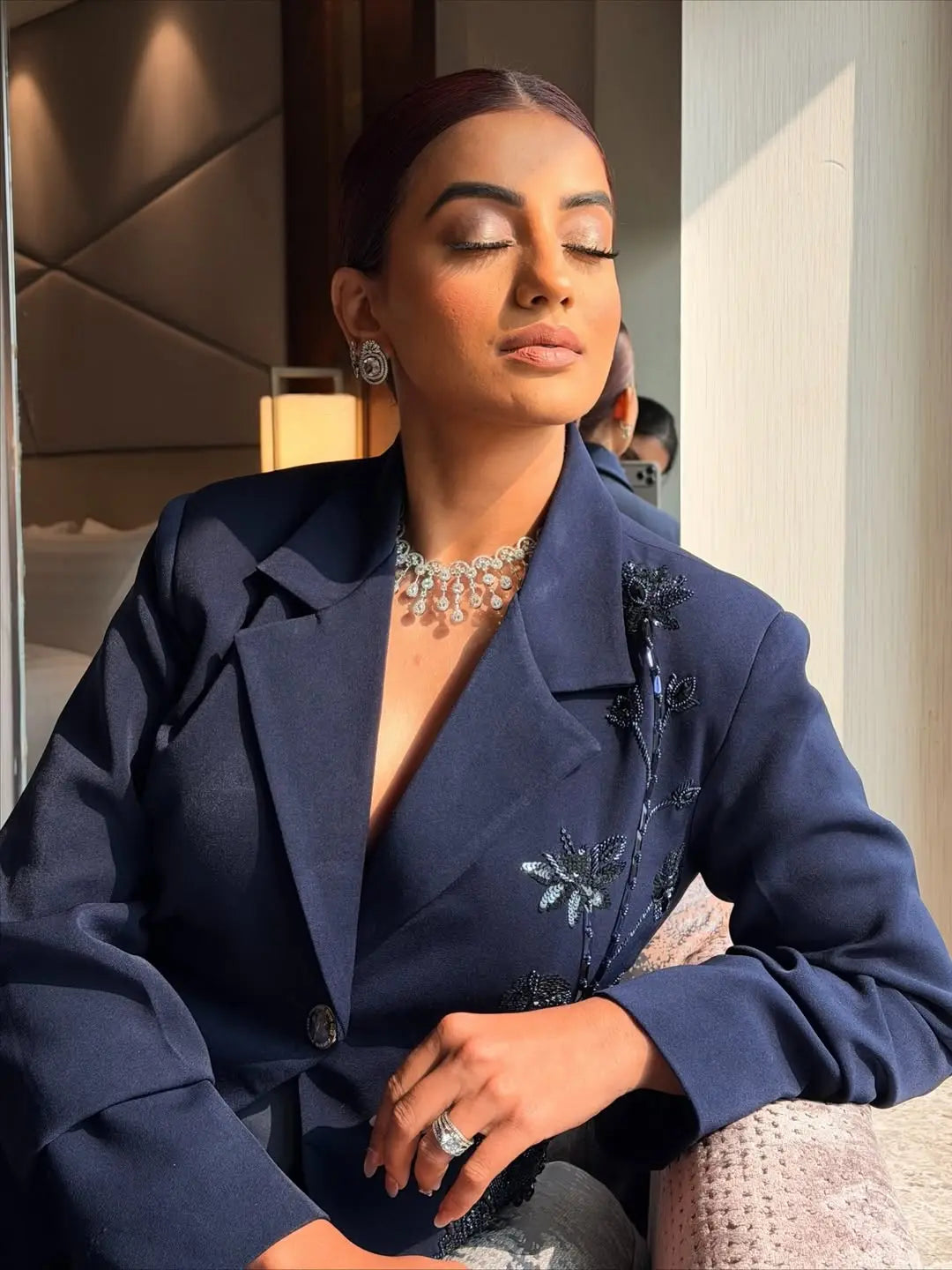 Akshara Singh In Our Midnight Veil Set Ivory Rose